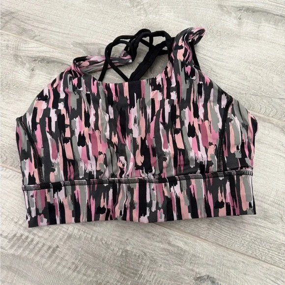 Pink and Black Patterned Sports Bra - Picture 1 of 2